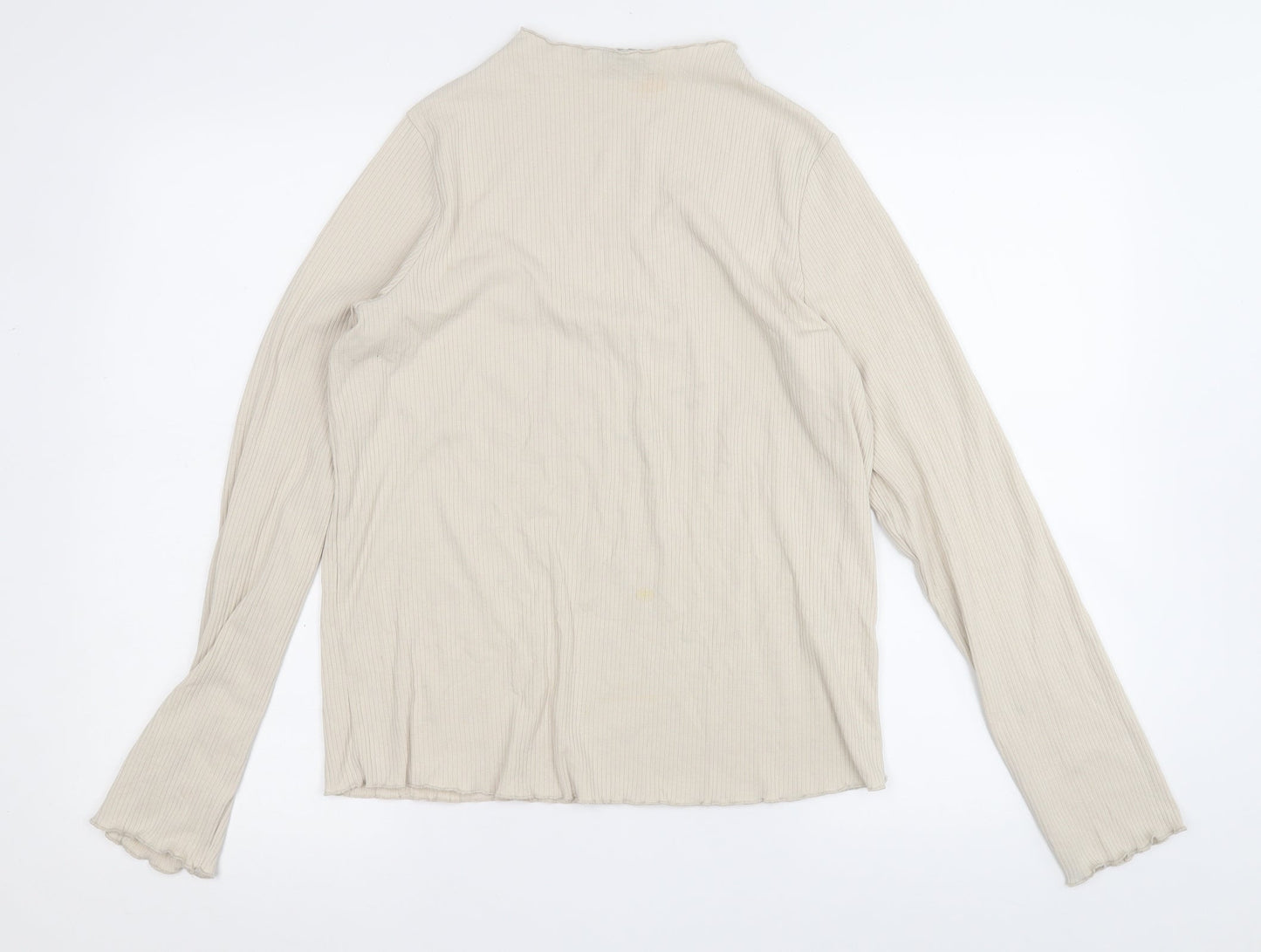 George Womens Beige  Polyester Basic T-Shirt Size 14 Round Neck