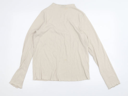 George Womens Beige  Polyester Basic T-Shirt Size 14 Round Neck