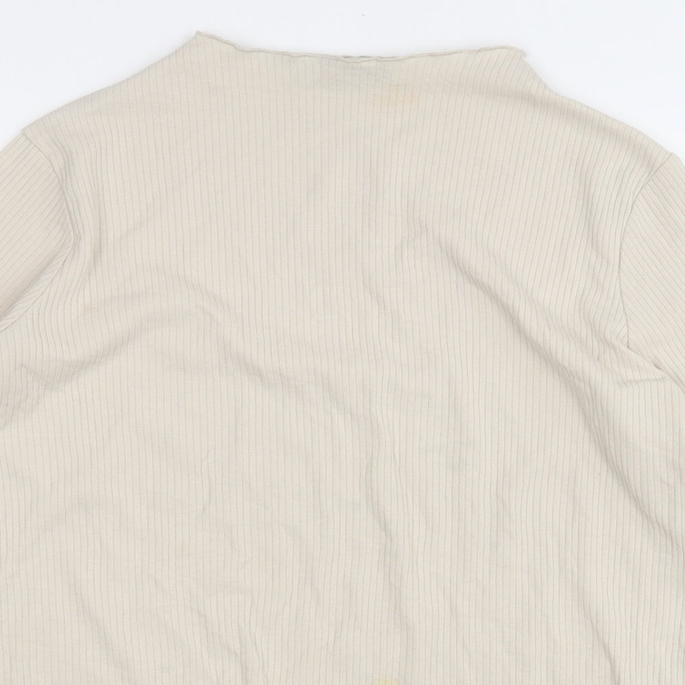 George Womens Beige  Polyester Basic T-Shirt Size 14 Round Neck