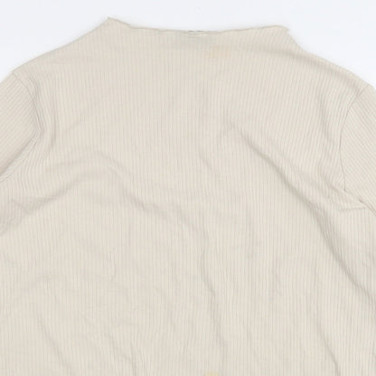 George Womens Beige  Polyester Basic T-Shirt Size 14 Round Neck