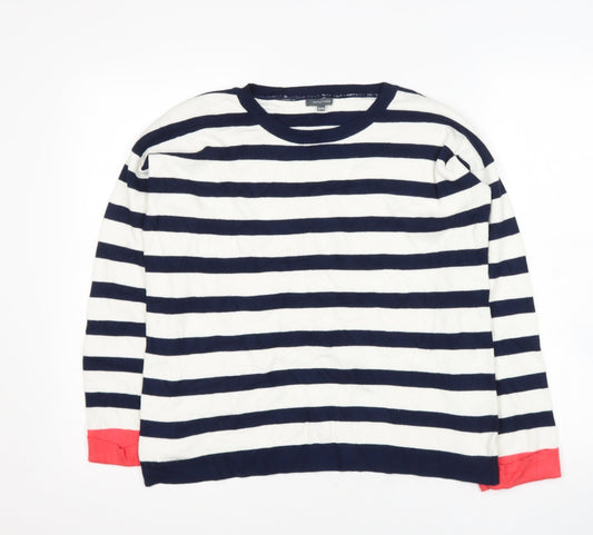 Intuition  Womens Blue Round Neck Striped Viscose Pullover Jumper Size 12