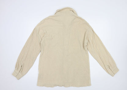 PRETTYLITTLETHING Womens Beige  Polyester Basic Button-Up Size 10 Collared
