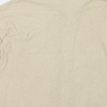 PRETTYLITTLETHING Womens Beige  Polyester Basic Button-Up Size 10 Collared