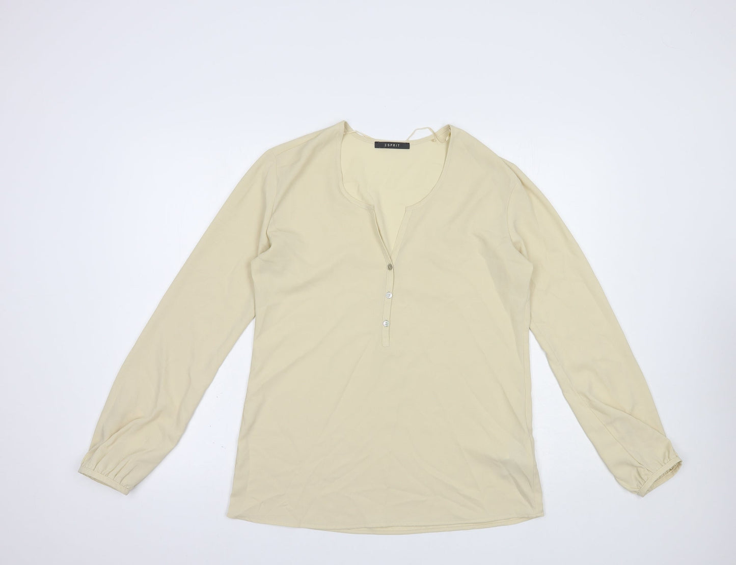 Esprit Womens Beige  Polyester Basic Blouse Size 12 V-Neck