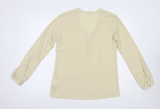 Esprit Womens Beige  Polyester Basic Blouse Size 12 V-Neck