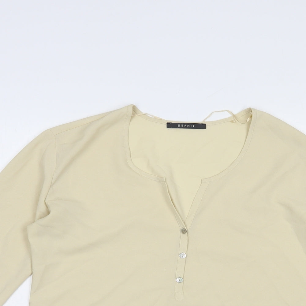 Esprit Womens Beige  Polyester Basic Blouse Size 12 V-Neck