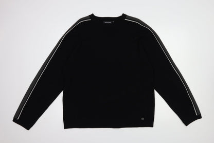 Fashion Union Mens Black Crew Neck  Acrylic Pullover Jumper Size XL