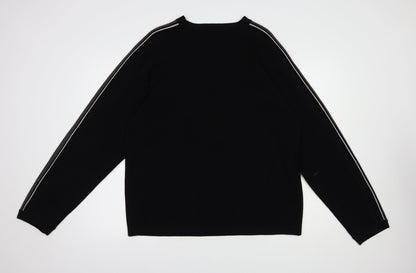 Fashion Union Mens Black Crew Neck  Acrylic Pullover Jumper Size XL