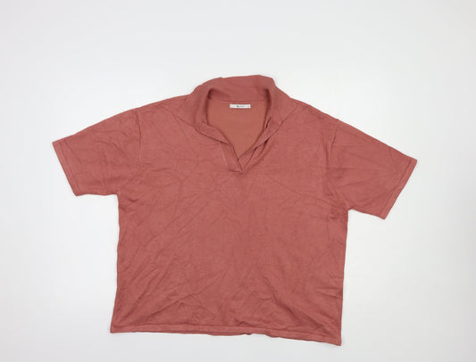 TU Womens Pink Collared  Viscose Pullover Jumper Size 16