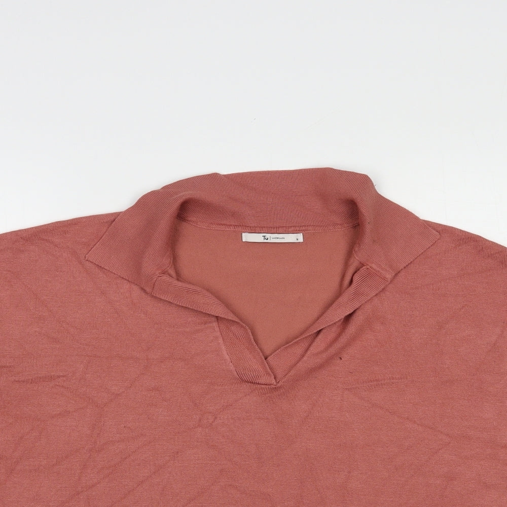 TU Womens Pink Collared  Viscose Pullover Jumper Size 16