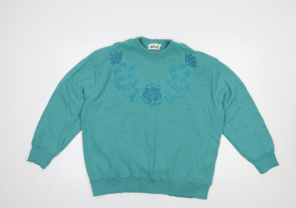 Womens UK Size 24 Afibel Green Pullover Jumper