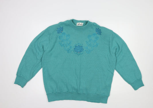 Womens UK Size 24 Afibel Green Pullover Jumper