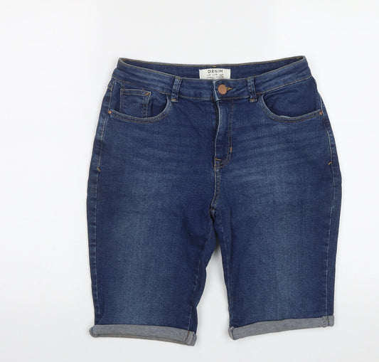 Dorothy Perkins Womens Blue  Cotton Bermuda Shorts Size 6 L10 in Regular Zip