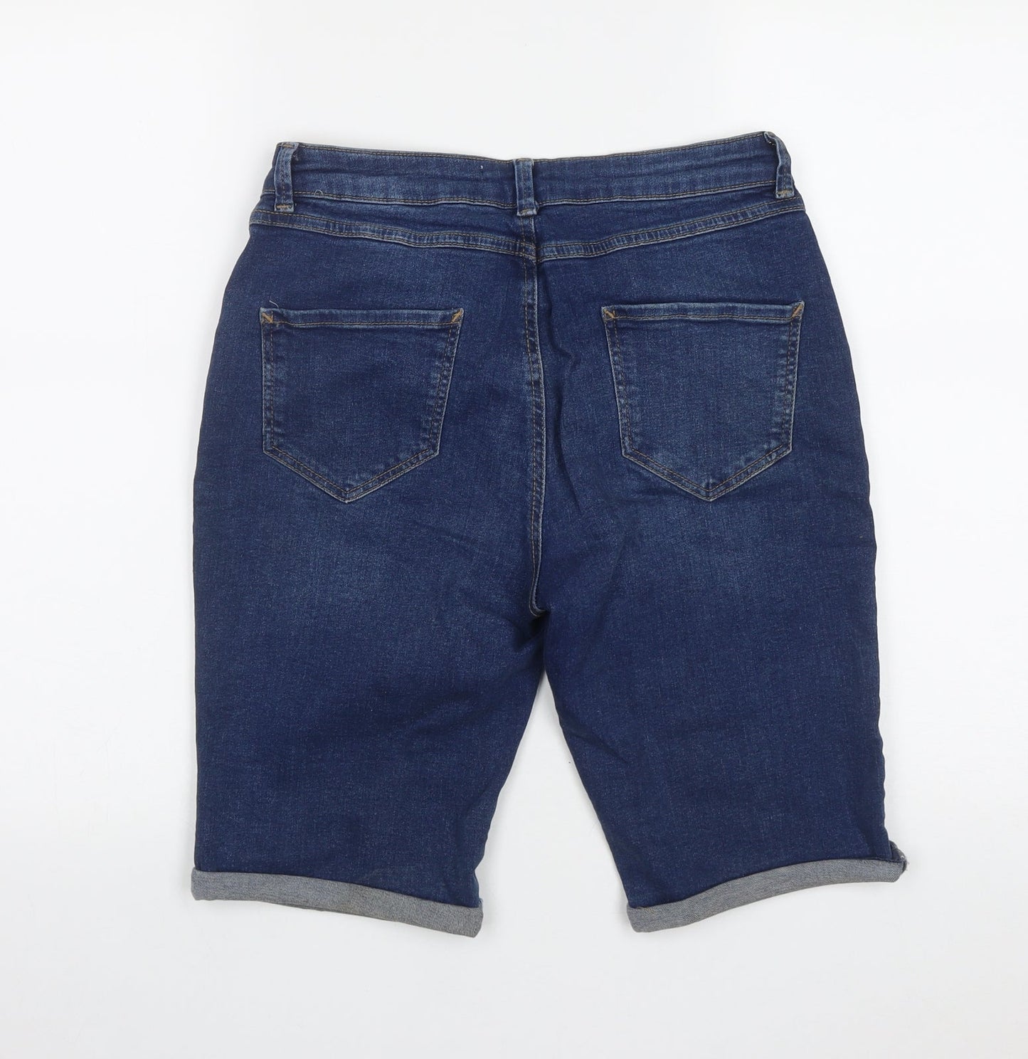 Dorothy Perkins Womens Blue  Cotton Bermuda Shorts Size 6 L10 in Regular Zip