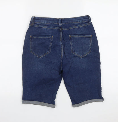 Dorothy Perkins Womens Blue  Cotton Bermuda Shorts Size 6 L10 in Regular Zip