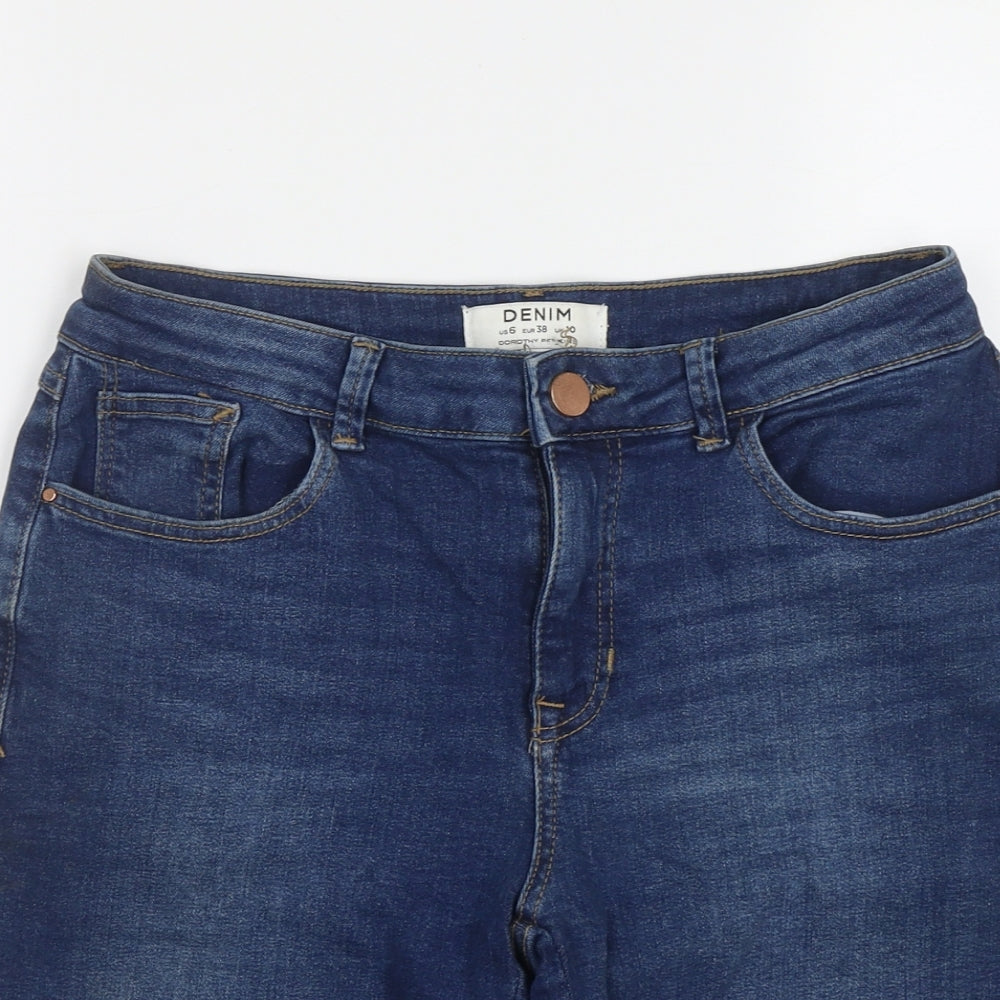 Dorothy Perkins Womens Blue  Cotton Bermuda Shorts Size 6 L10 in Regular Zip