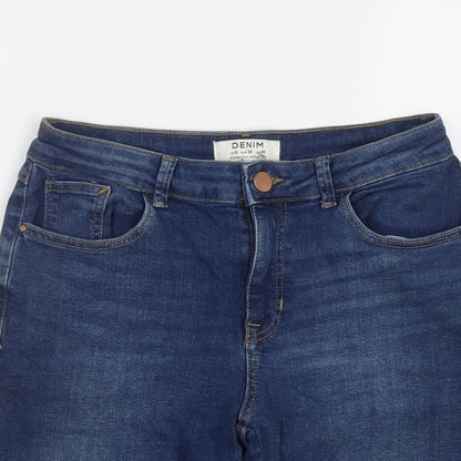 Dorothy Perkins Womens Blue  Cotton Bermuda Shorts Size 6 L10 in Regular Zip