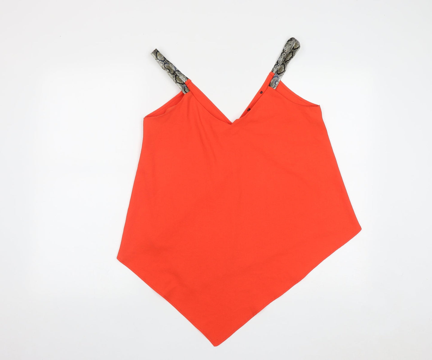 George Womens Orange Geometric Polyester Basic Tank Size 8 V-Neck