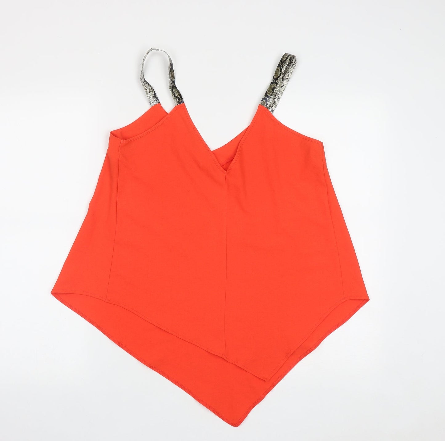 George Womens Orange Geometric Polyester Basic Tank Size 8 V-Neck