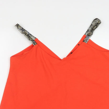 George Womens Orange Geometric Polyester Basic Tank Size 8 V-Neck