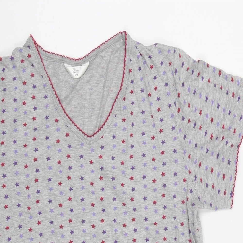 Bonmarché Womens Grey Geometric Cotton Top Dress Size 16   - Star Print