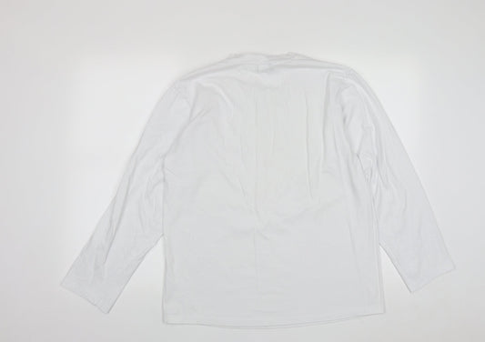 HeyBig Mens White  Cotton  Polo Size XL Round Neck