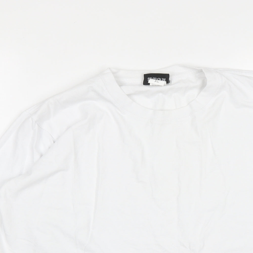 HeyBig Mens White  Cotton  Polo Size XL Round Neck