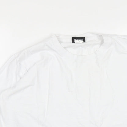 HeyBig Mens White  Cotton  Polo Size XL Round Neck