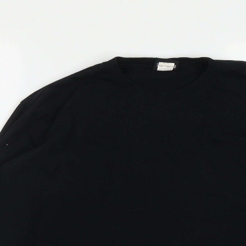 HeyBig Mens Black  Cotton  Polo Size 2XL Round Neck
