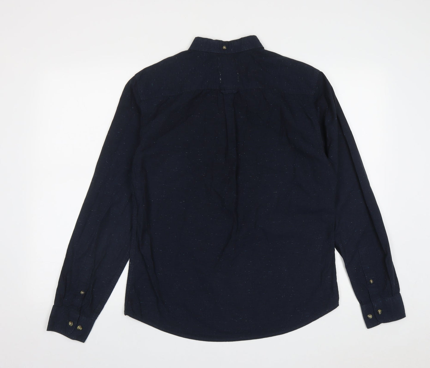 Soviet Mens Blue  Cotton  Button-Up Size M Collared Button