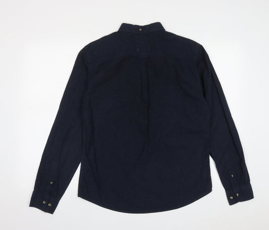 Soviet Mens Blue  Cotton  Button-Up Size M Collared Button