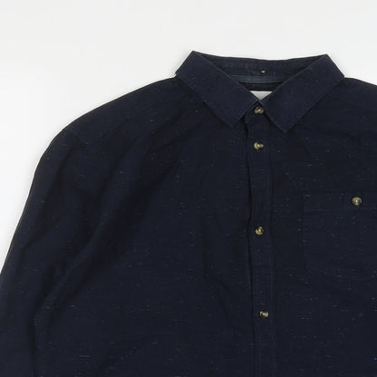 Soviet Mens Blue  Cotton  Button-Up Size M Collared Button