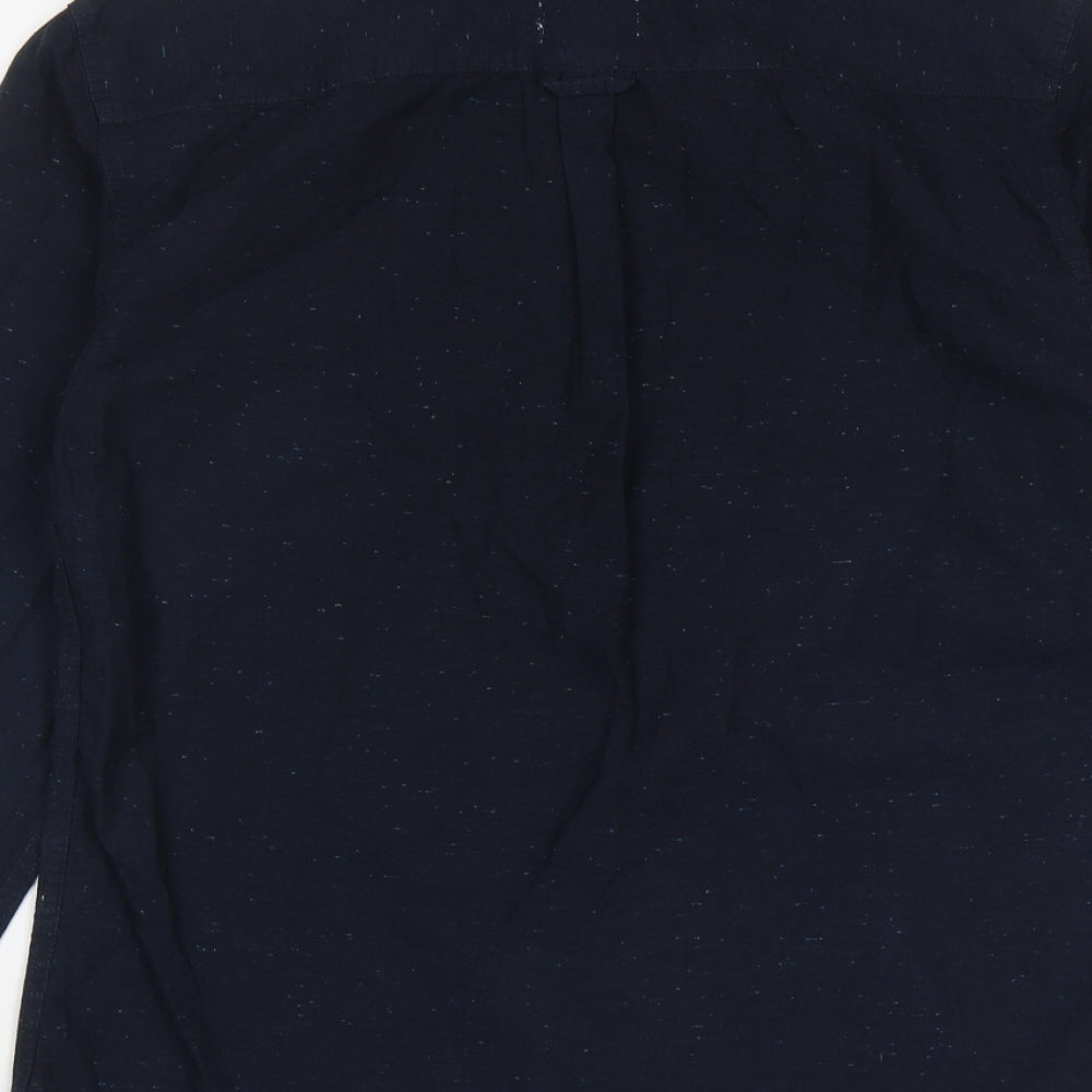 Soviet Mens Blue  Cotton  Button-Up Size M Collared Button