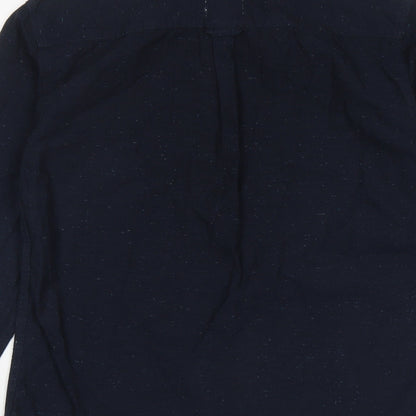 Soviet Mens Blue  Cotton  Button-Up Size M Collared Button