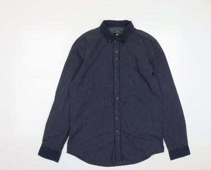 Mens UK Size M New Look Blue  Button-Up Long Sleeve Casual Shirt