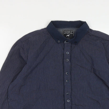 Mens UK Size M New Look Blue  Button-Up Long Sleeve Casual Shirt