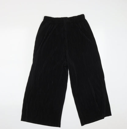 Bershka Womens Black  Polyester Cropped Trousers Size M L20 in Regular