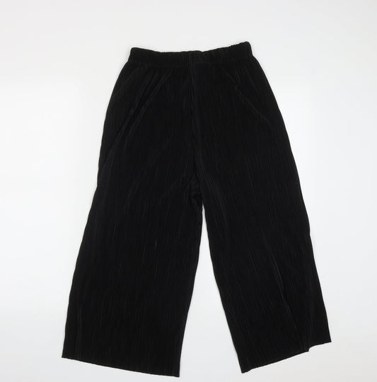 Bershka Womens Black  Polyester Cropped Trousers Size M L20 in Regular