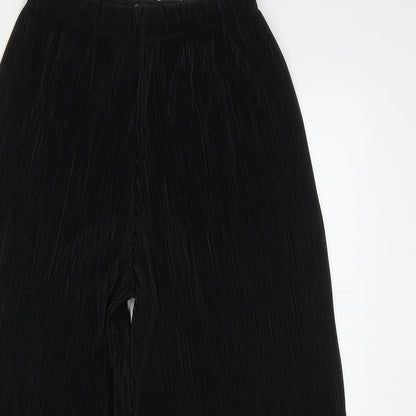 Bershka Womens Black  Polyester Cropped Trousers Size M L20 in Regular