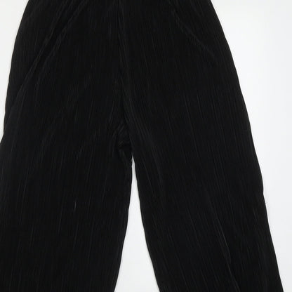 Bershka Womens Black  Polyester Cropped Trousers Size M L20 in Regular