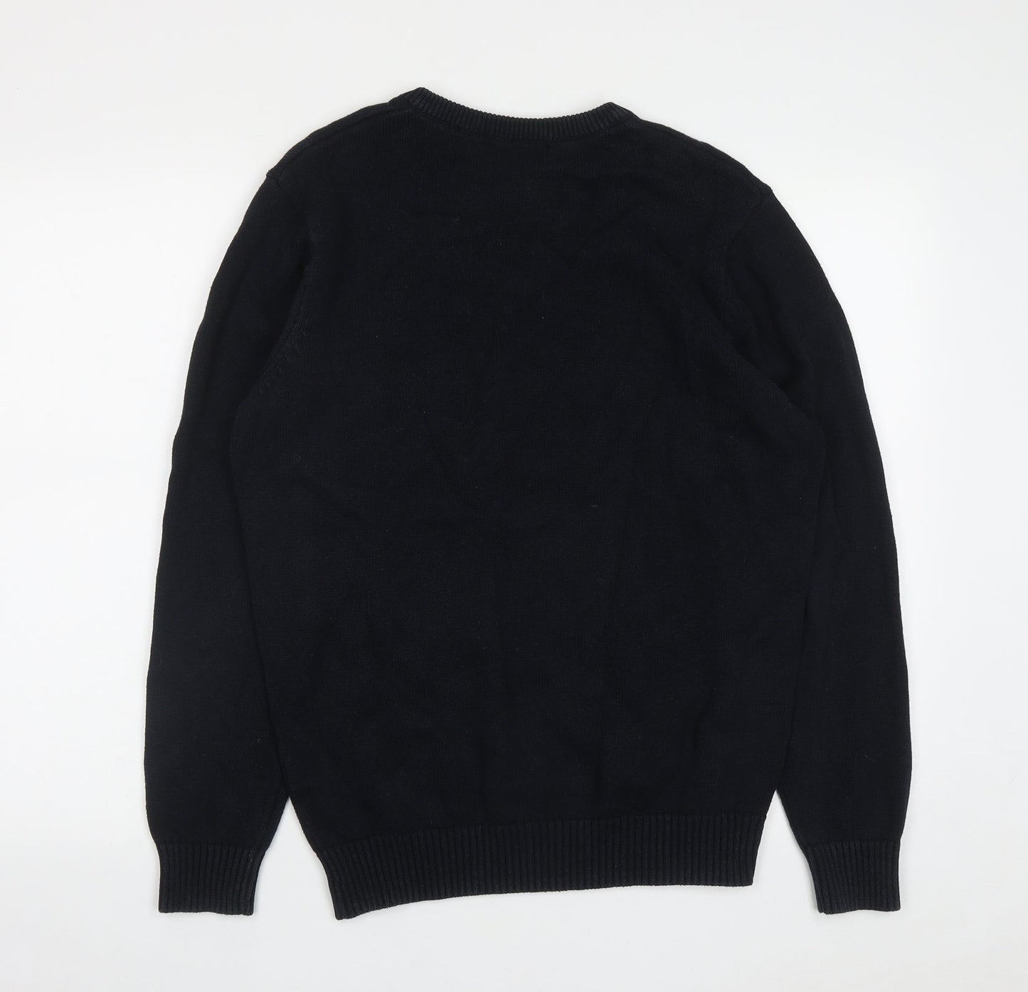 Maine Mens Blue V-Neck  Cotton Pullover Jumper Size M