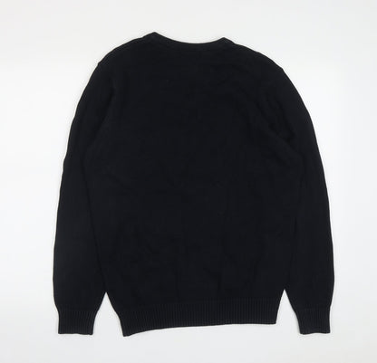 Maine Mens Blue V-Neck  Cotton Pullover Jumper Size M