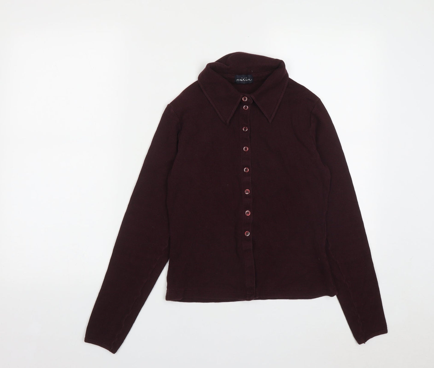 Mixin Womens Red  Cotton Basic Button-Up Size M Collared