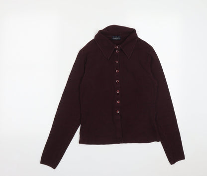 Mixin Womens Red  Cotton Basic Button-Up Size M Collared