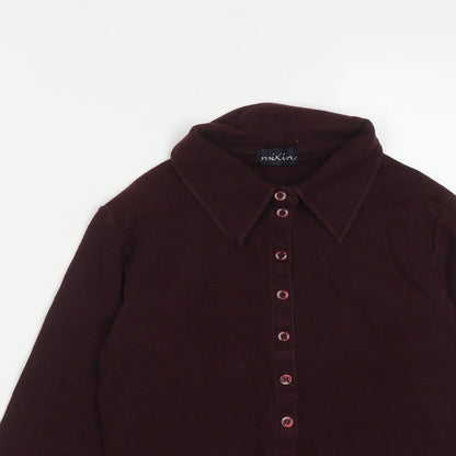 Mixin Womens Red  Cotton Basic Button-Up Size M Collared