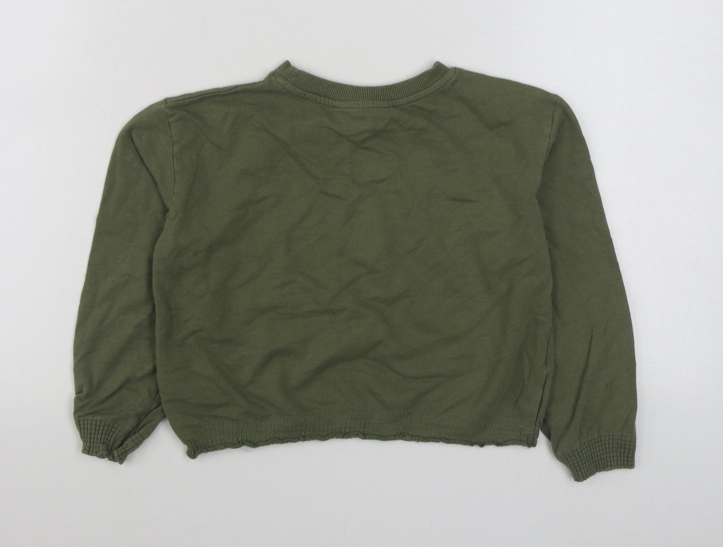 H&M Girls Green  Cotton Pullover Sweatshirt Size 9-10 Years  Pullover