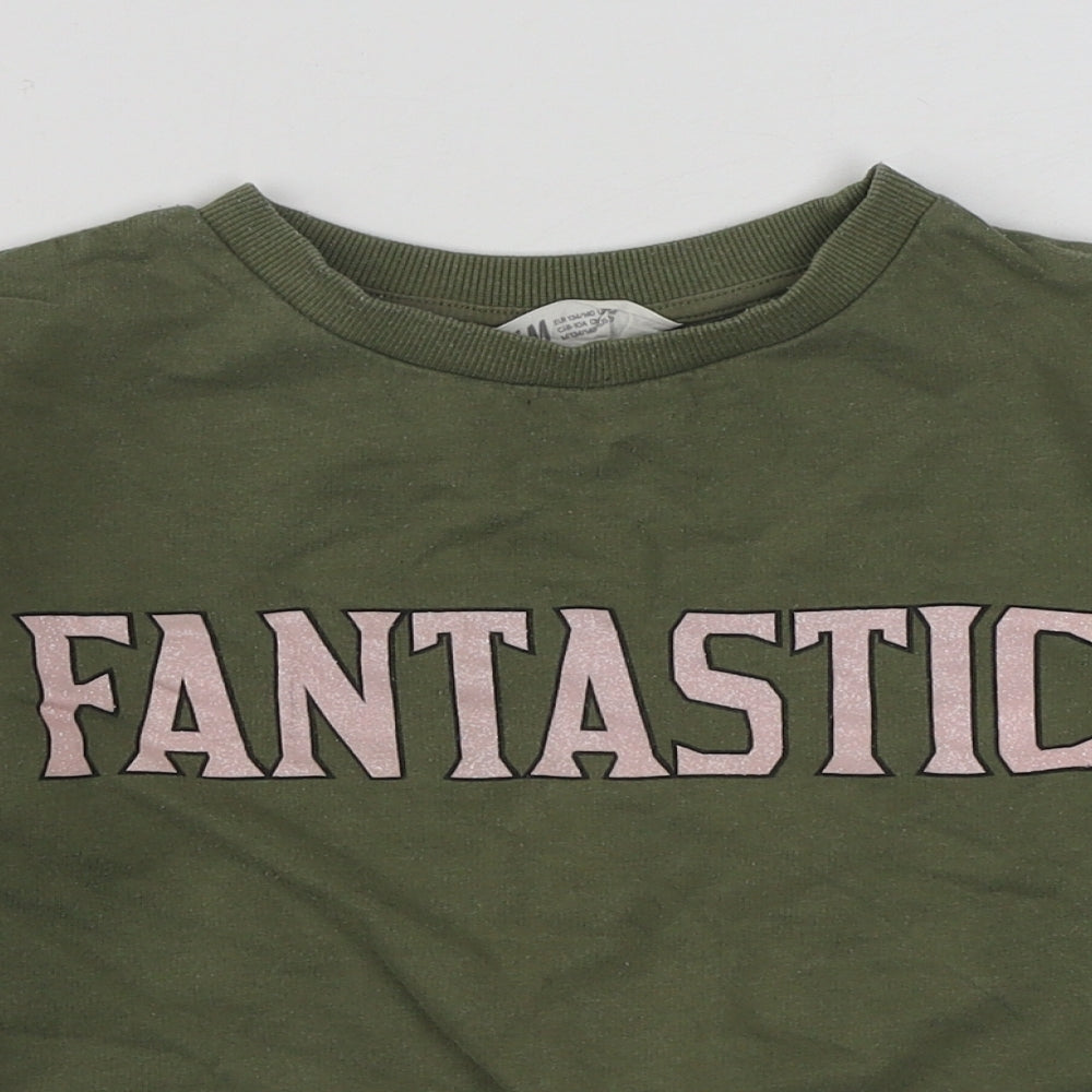 H&M Girls Green  Cotton Pullover Sweatshirt Size 9-10 Years  Pullover
