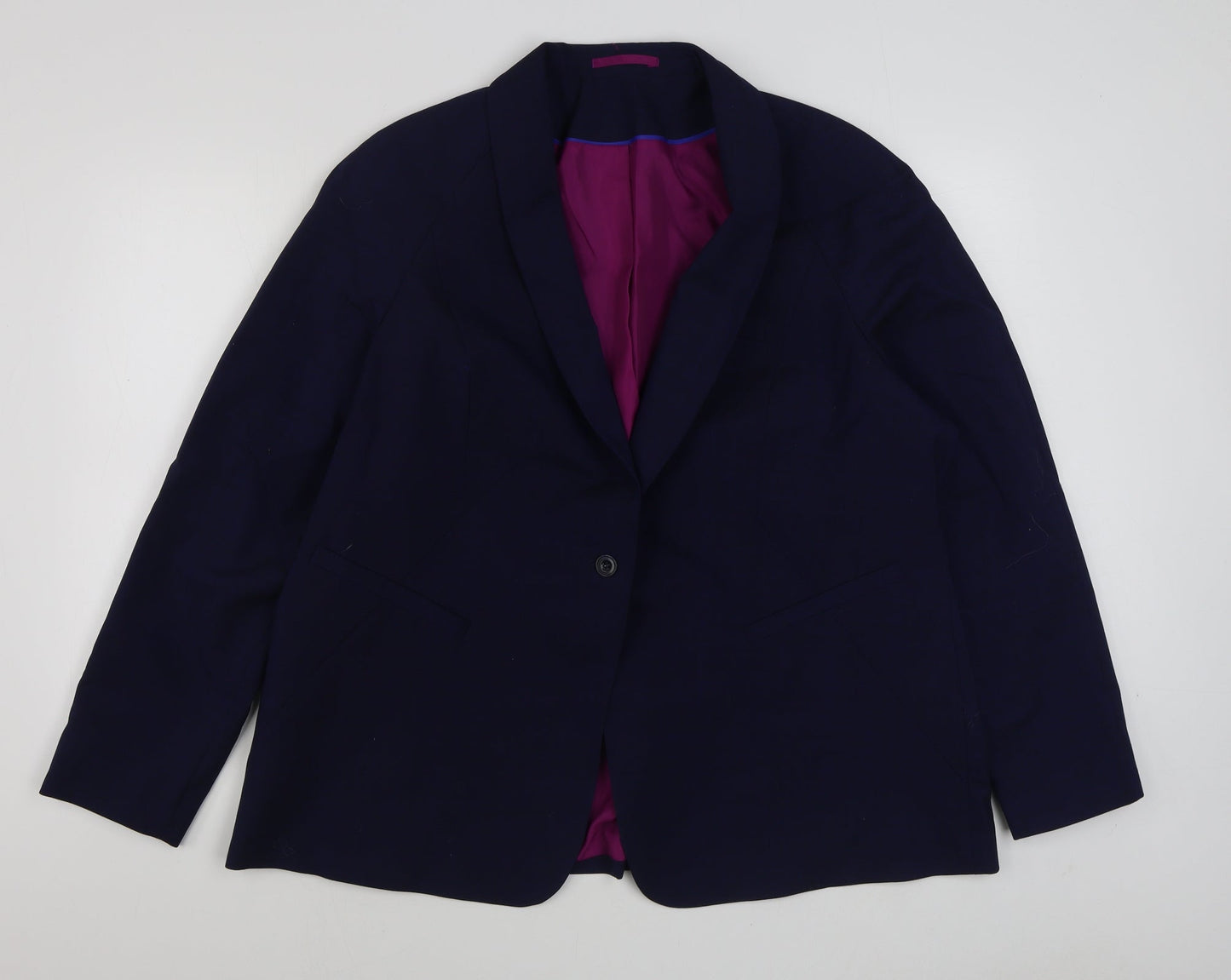 Preworn Womens Blue  Polyester Jacket Blazer Size 22
