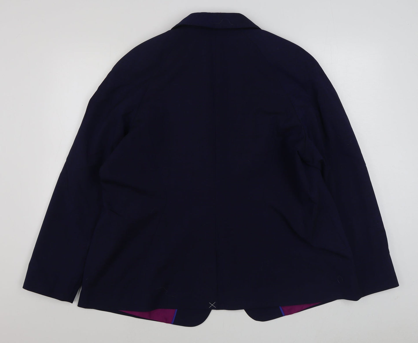 Preworn Womens Blue  Polyester Jacket Blazer Size 22