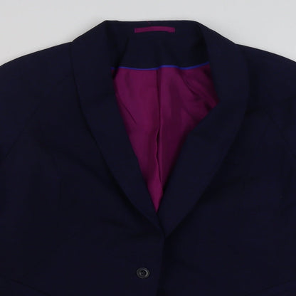 Preworn Womens Blue  Polyester Jacket Blazer Size 22
